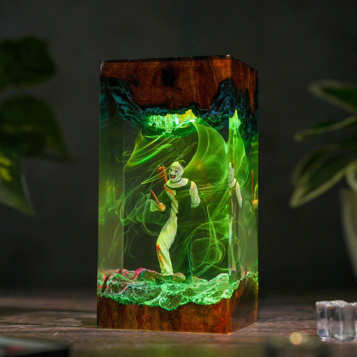 The Silent Jester: Monochrome Terror Resin Lamp