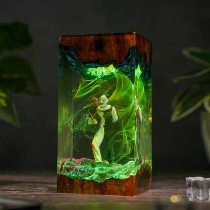 The Silent Jester: Monochrome Terror Resin Lamp