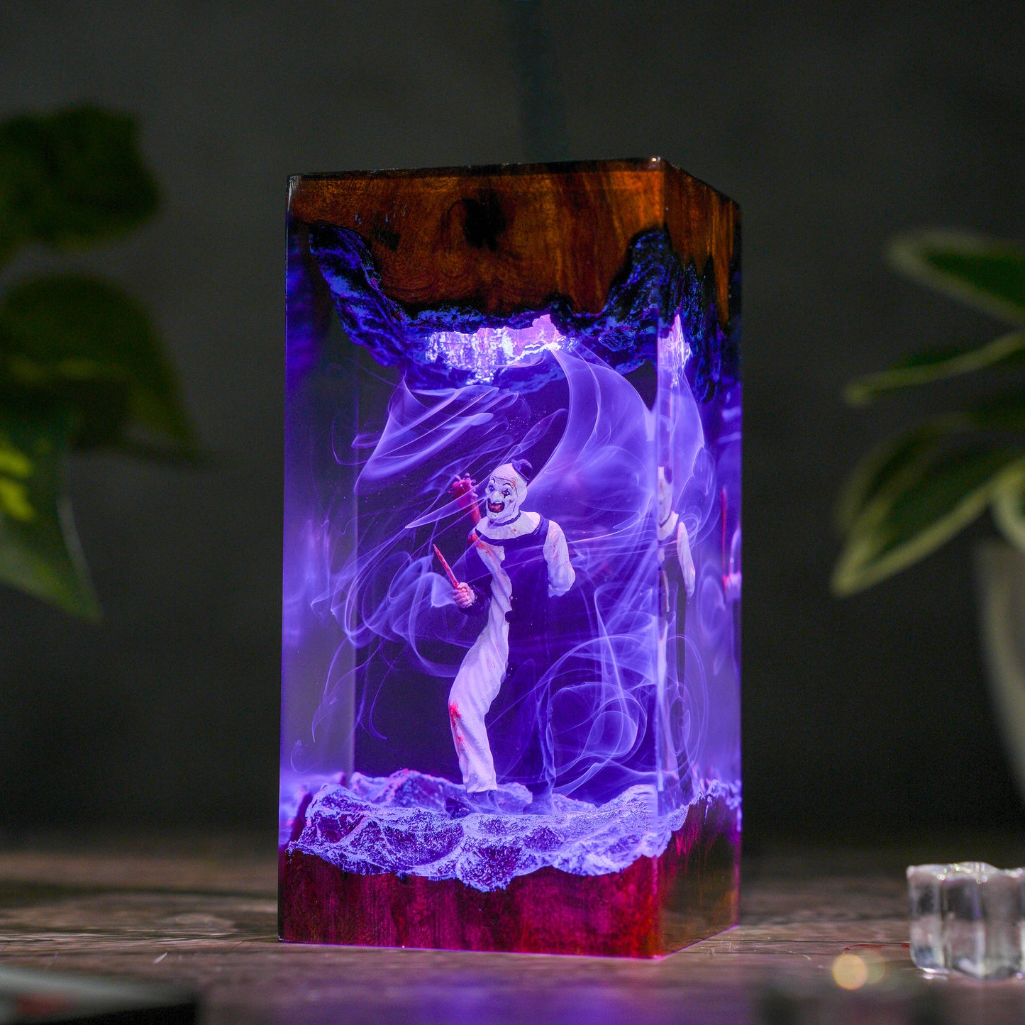 The Silent Jester: Monochrome Terror Resin Lamp