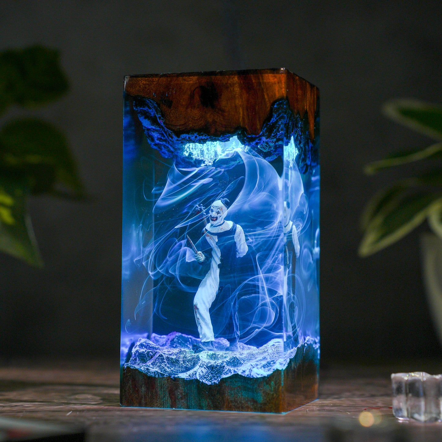 The Silent Jester: Monochrome Terror Resin Lamp
