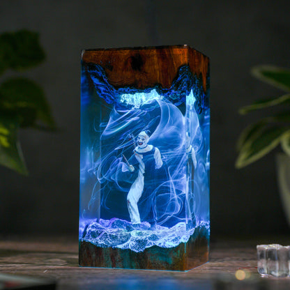The Silent Jester: Monochrome Terror Resin Lamp
