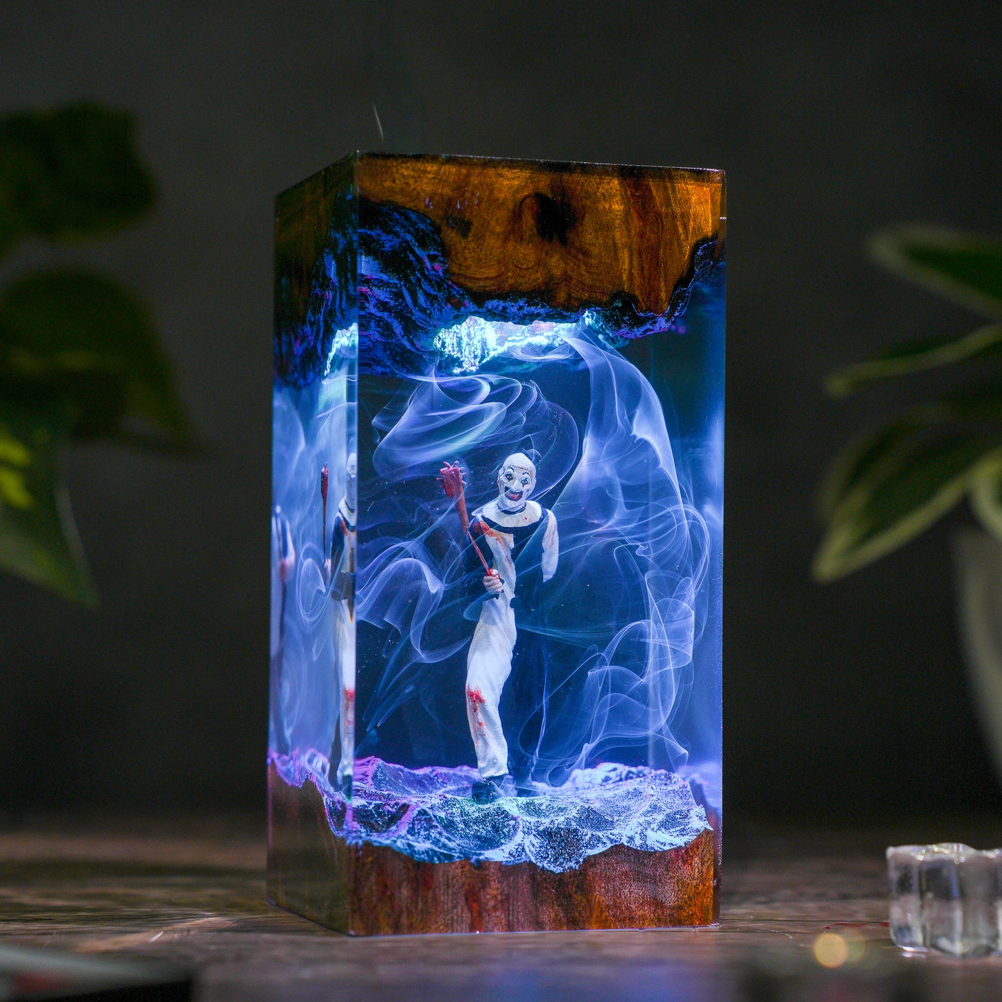 The Silent Jester: Monochrome Terror Resin Lamp