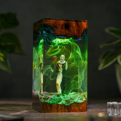 The Silent Jester: Monochrome Terror Resin Lamp