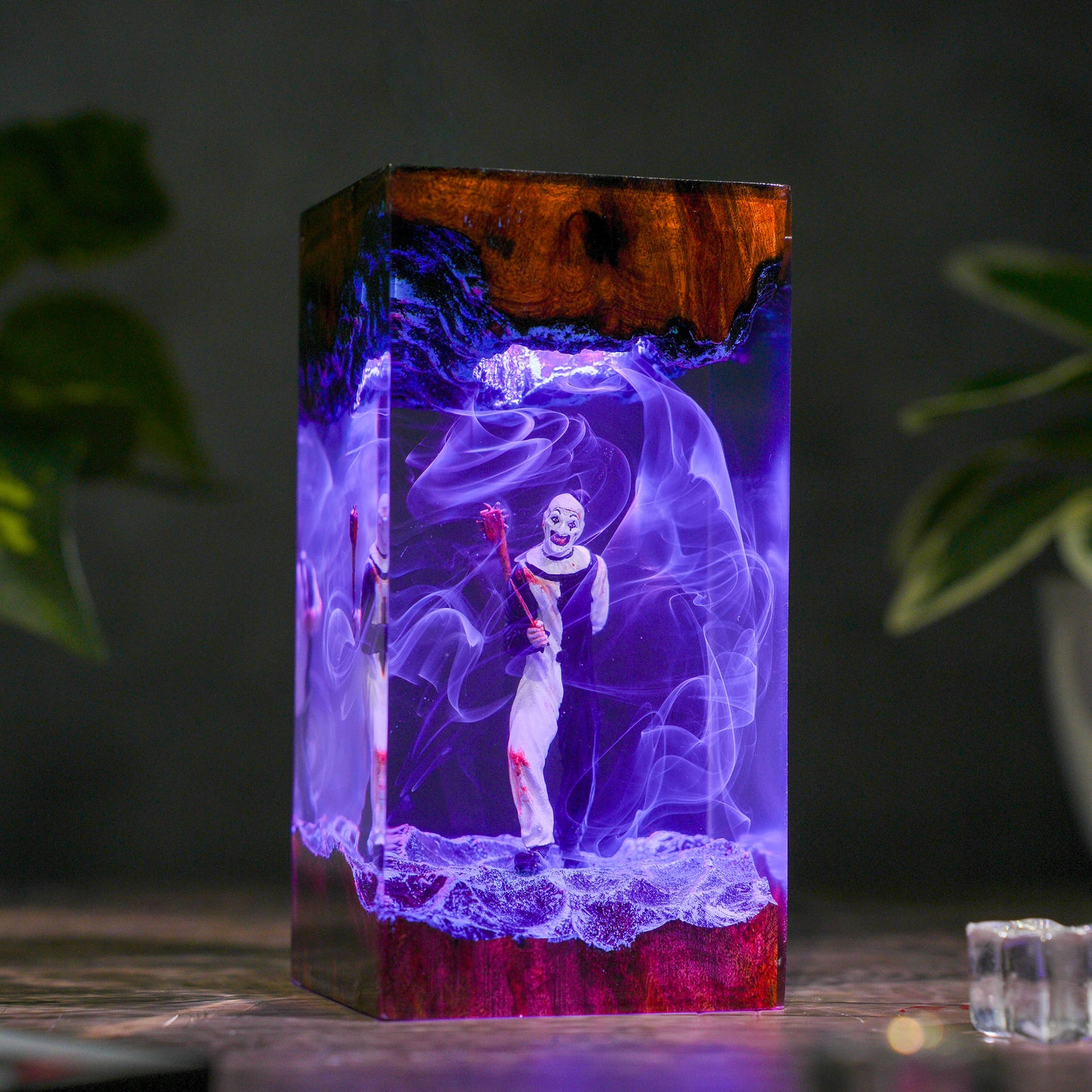 The Silent Jester: Monochrome Terror Resin Lamp