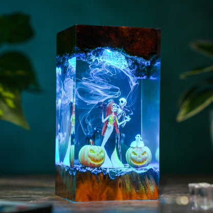 The Pumpkin King & Ragdoll: Haunted Love Resin Lamp
