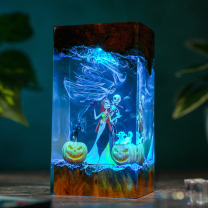 The Pumpkin King & Ragdoll: Haunted Love Resin Lamp