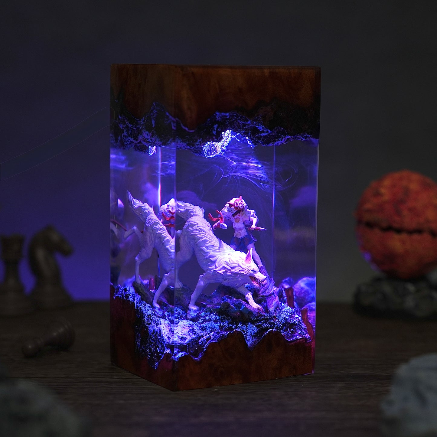 The Forest Goddess: White Wolf Spirit Resin Lamp