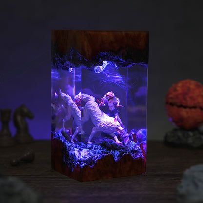 The Forest Goddess: White Wolf Spirit Resin Lamp