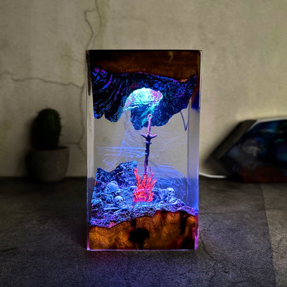 The Traveler's Rest: Coiled Flame Resin Lamp