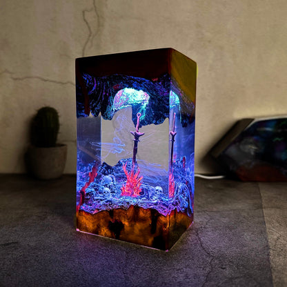 The Traveler's Rest: Coiled Flame Resin Lamp