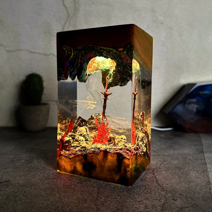 The Traveler's Rest: Coiled Flame Resin Lamp