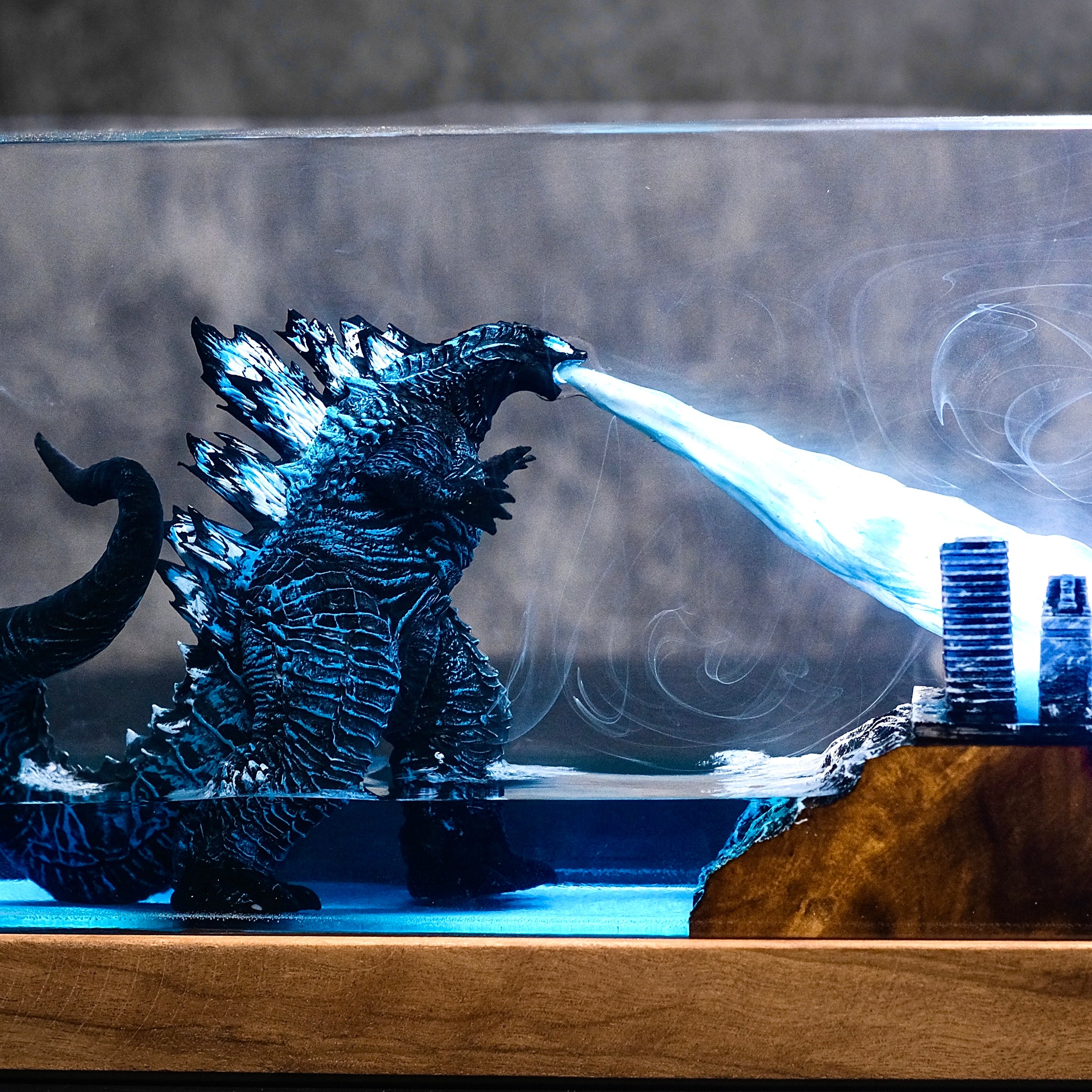 Godzilla in rectangle city Resin lamp