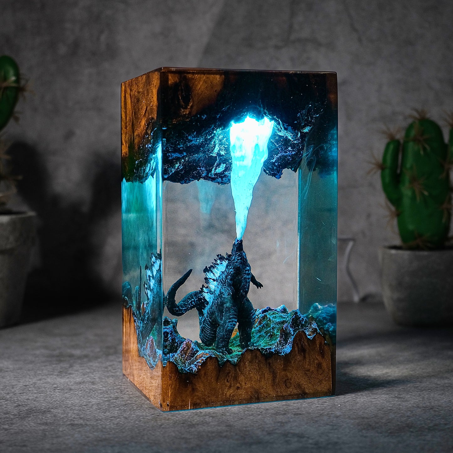The Earth Guardian: Primal Nature Resin Lamp