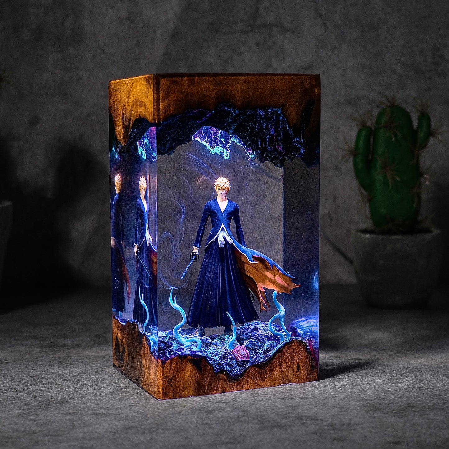 The Soul Guardian: Black Blade Resin Lamp