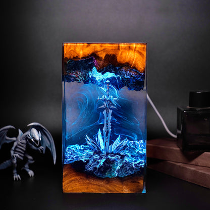 The Frozen Soul: Ancient Rune Blade Resin Lamp