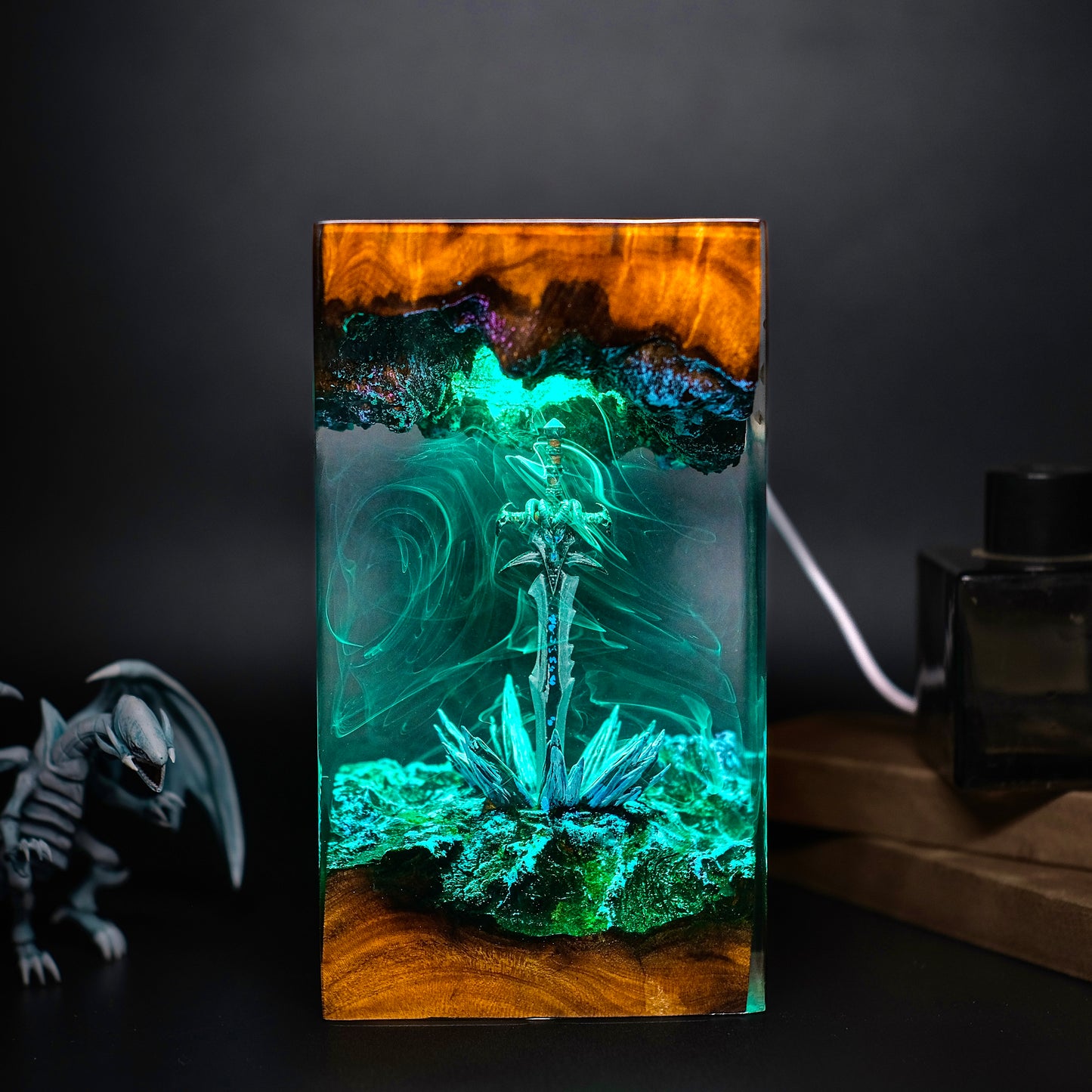 The Frozen Soul: Ancient Rune Blade Resin Lamp