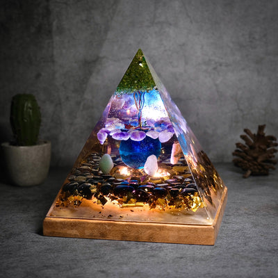 Unique color changing resin Pyramid lamp