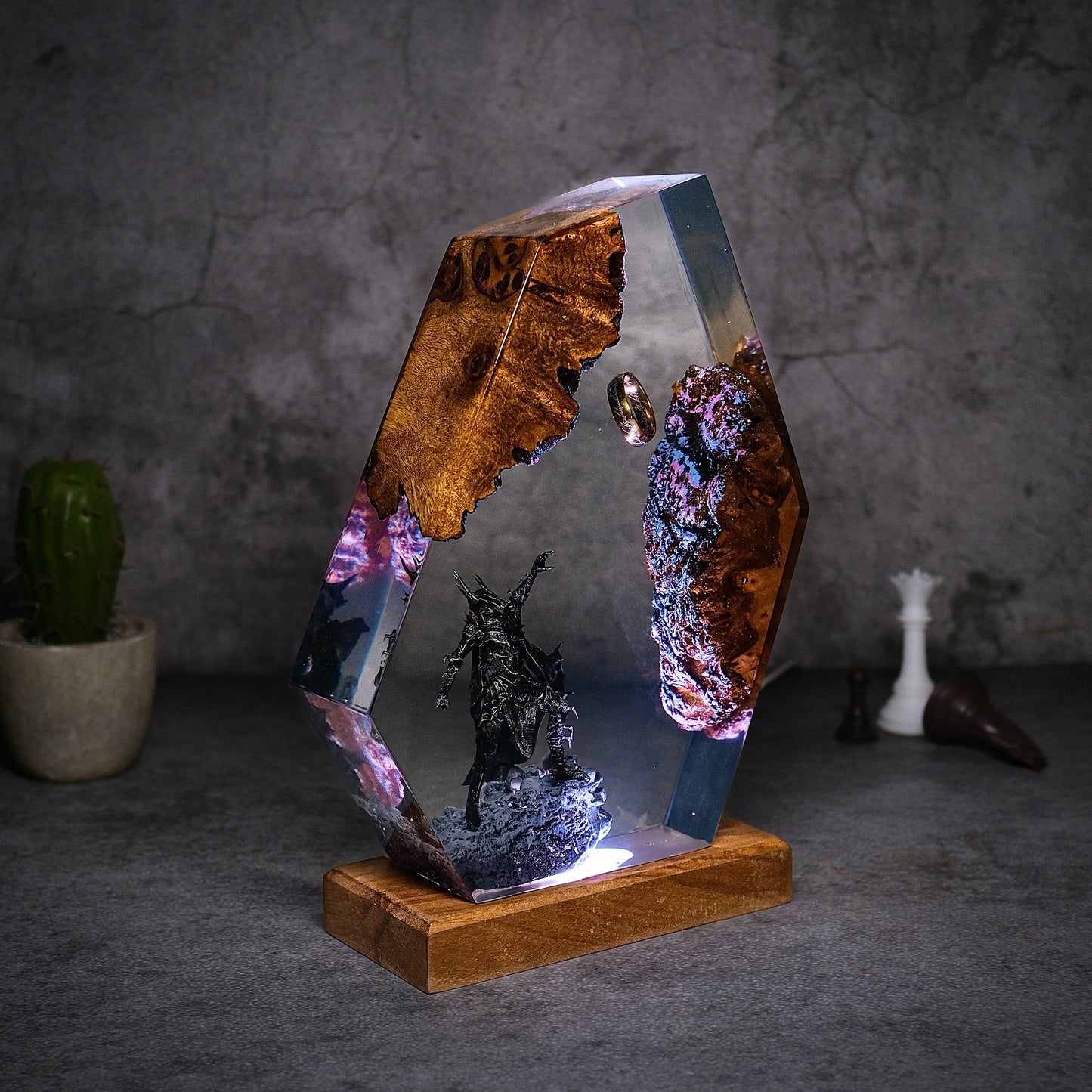Obsidian Prism: The Fiery Overlord Resin Lamp