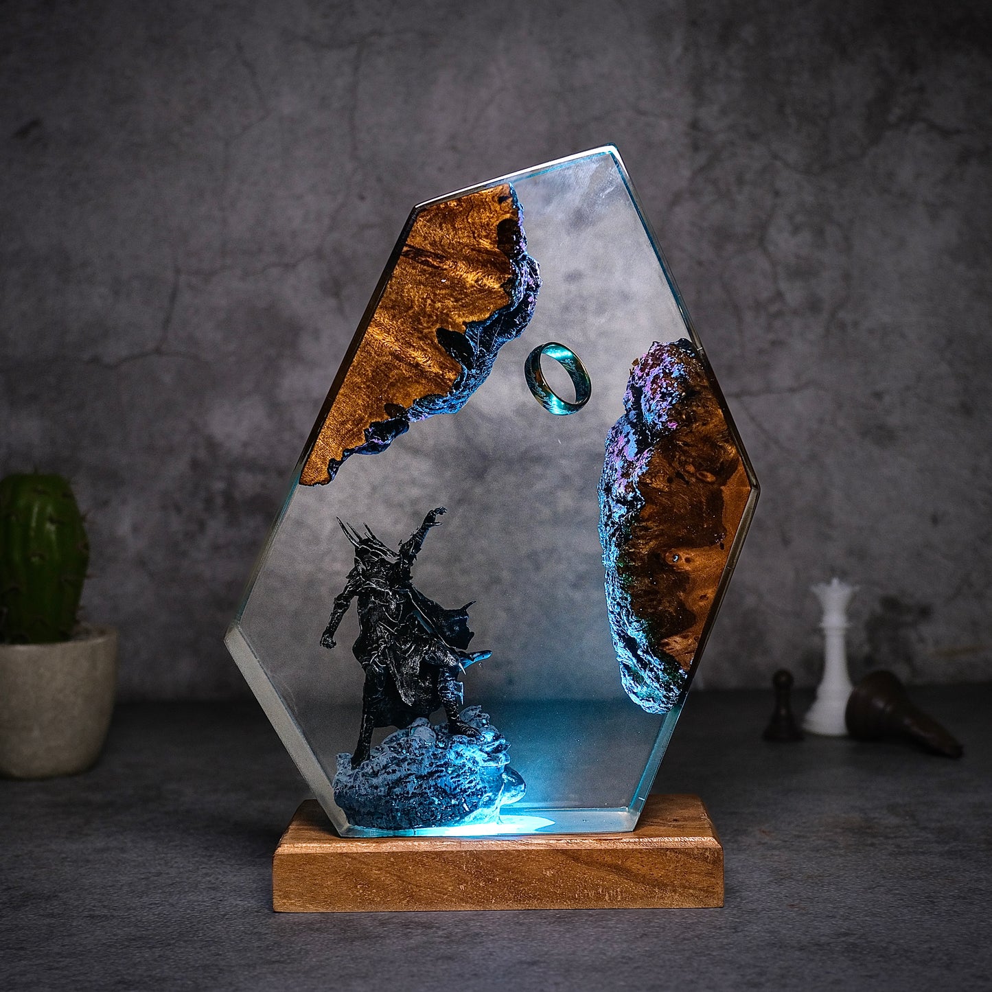 Obsidian Prism: The Fiery Overlord Resin Lamp