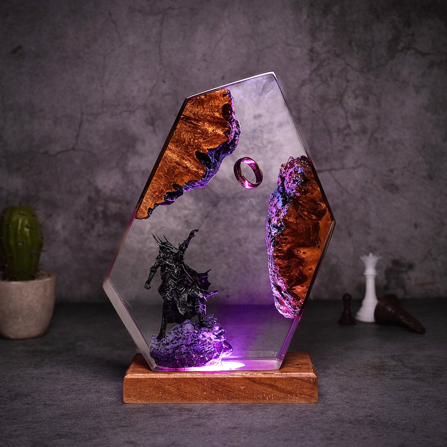 Obsidian Prism: The Fiery Overlord Resin Lamp