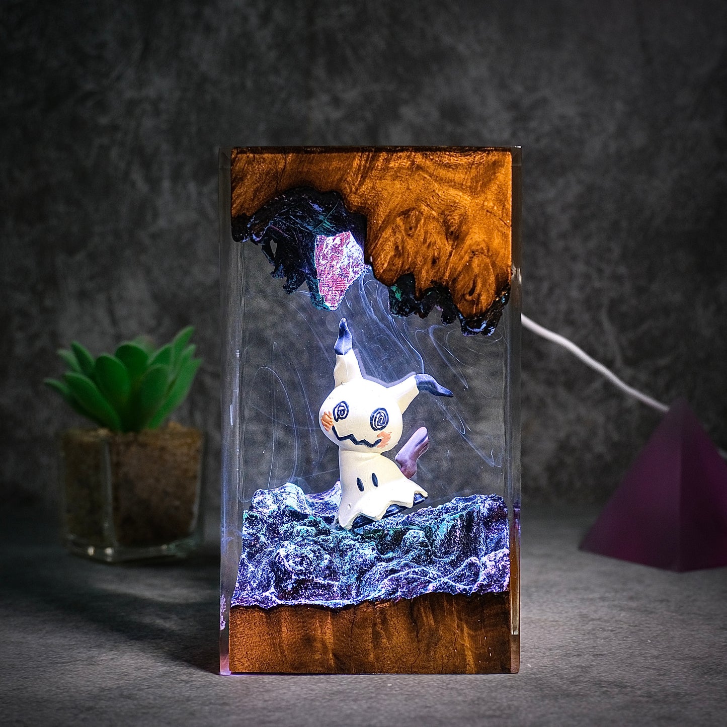 Shadow Behind the Mask: The Silent Friend Resin Lamp
