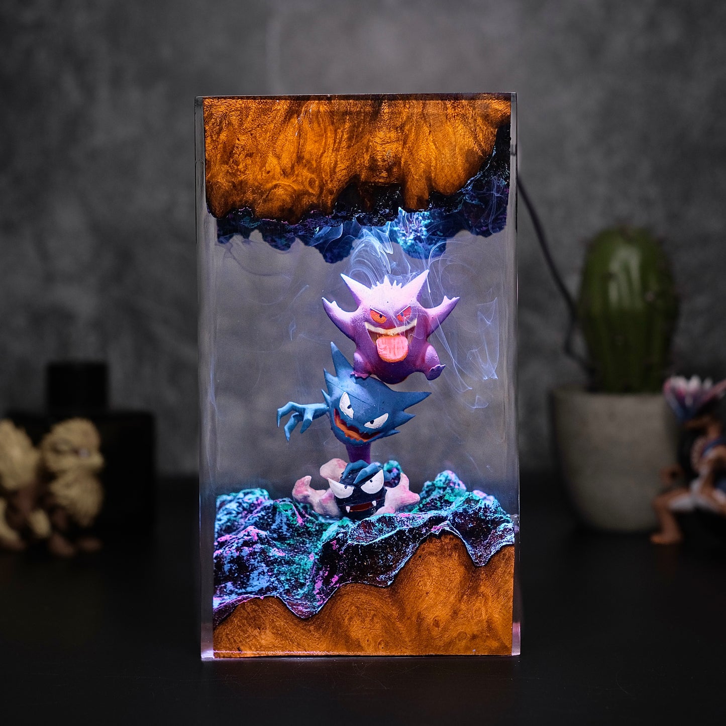 The Shadow Prankster: Purple Smoke Resin Lamp