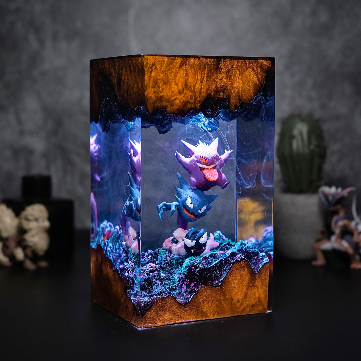 The Shadow Prankster: Purple Smoke Resin Lamp