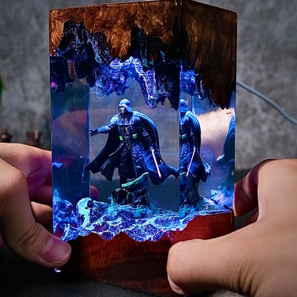 The Dark Sovereign: Obsidian Mask Resin Lamp