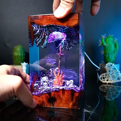 The Traveler's Rest: Coiled Flame Resin Lamp