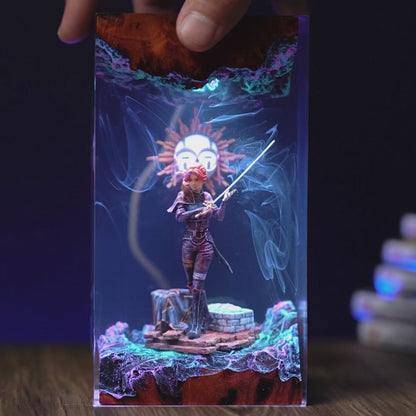Chiaroscuro Soul: The Veil of Night Resin Lamp