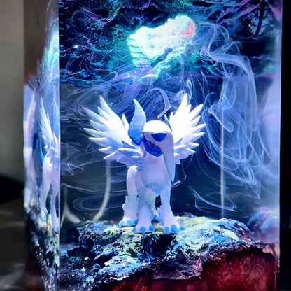 Midnight Guardian: The Silver Mane Resin Lamp