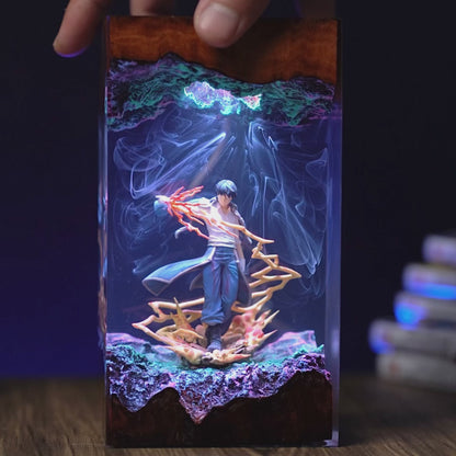 The Flame Alchemist: Crimson Spark Resin Lamp