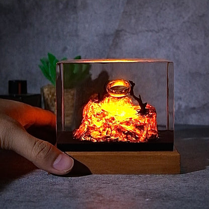The Last Flame: Volcanic Ruin Resin Lamp