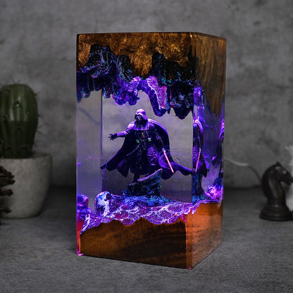The Dark Sovereign: Obsidian Mask Resin Lamp