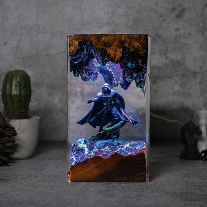 The Dark Sovereign: Obsidian Mask Resin Lamp