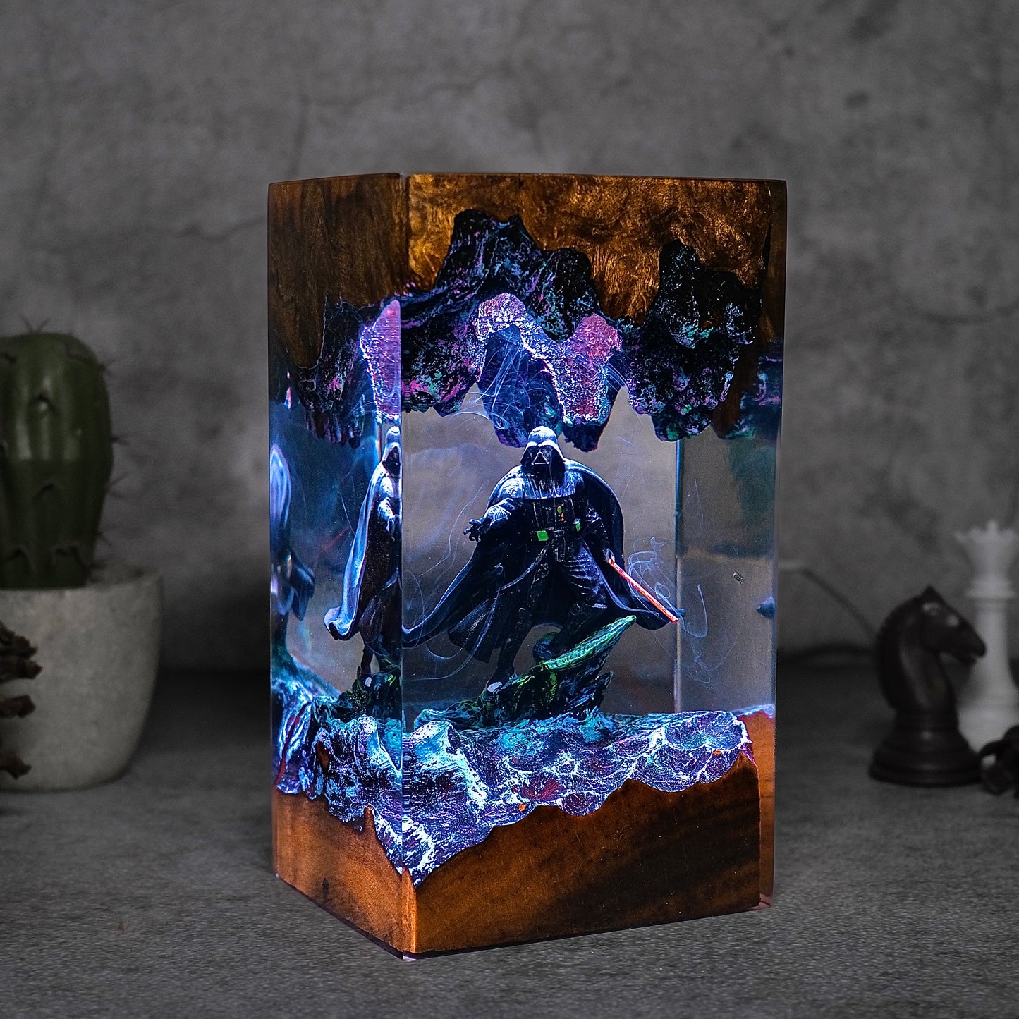 The Dark Sovereign: Obsidian Mask Resin Lamp