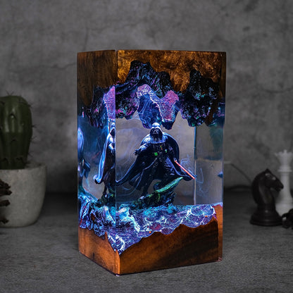 The Dark Sovereign: Obsidian Mask Resin Lamp