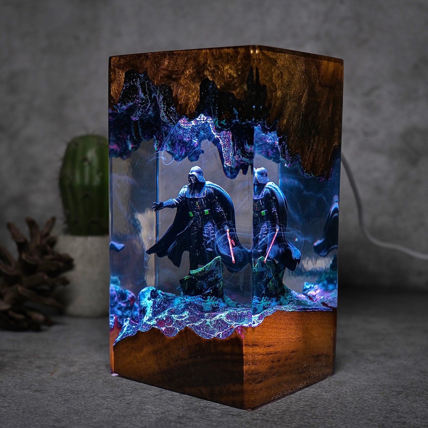The Dark Sovereign: Obsidian Mask Resin Lamp