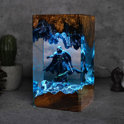 The Dark Sovereign: Obsidian Mask Resin Lamp