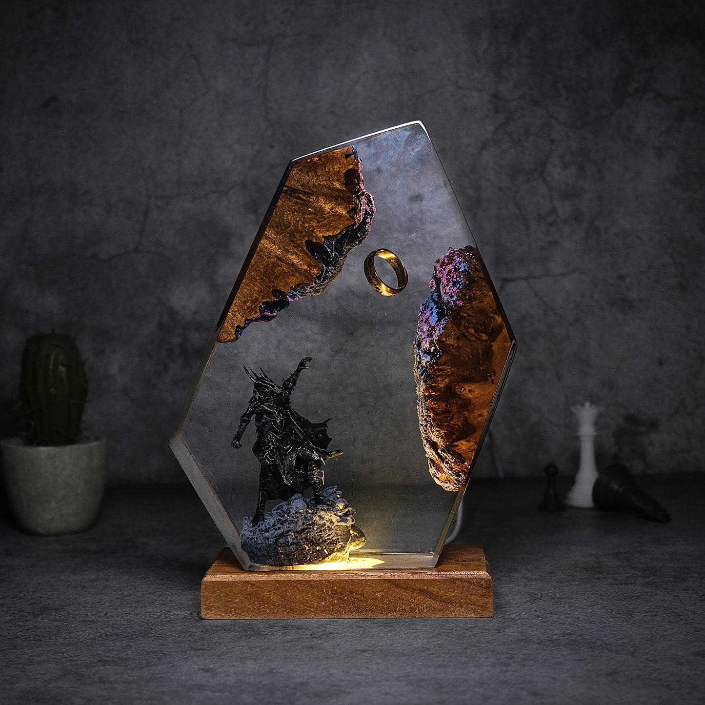 Obsidian Prism: The Fiery Overlord Resin Lamp